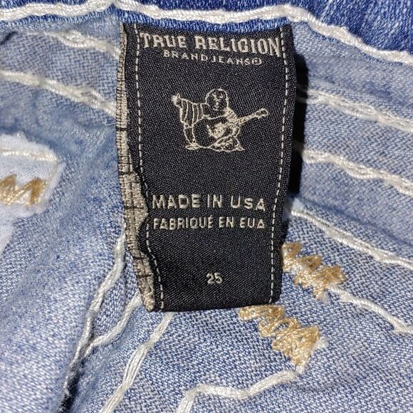 TRUE RELIGION Billy 25 Low Rise Straight Leg  Crop Jeans Flap Pockets - Picture 8 of 9